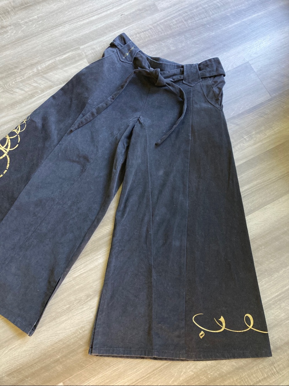 RARE Vintage Banyan Gallagher Wide Leg Yoga Pants Burning Man Unisex Baggy sz L - Picture 2 of 15